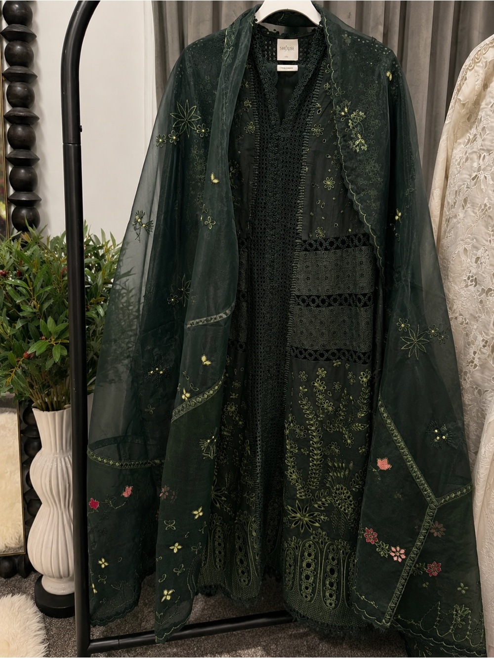 Dark Green Embroidered Women’s Dress